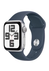 APPLE - Smartwatch Apple Watch SE GPS 40mm aluminium Srebrny | Sztormowy Błękit pasek sportowy S/M. Rodzaj zegarka: smartwatch. Kolor: srebrny. Styl: sportowy