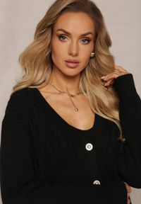 Renee - Czarny 2-częściowy Komplet Dzianinowy z Sukienką i Kardiganem Finariel. Kolor: czarny. Materiał: dzianina #3