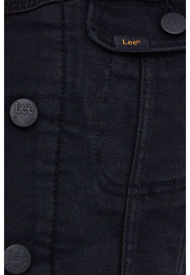 Lee Kurtka jeansowa damska kolor czarny zimowa. Okazja: na co dzień. Kolor: czarny. Materiał: jeans. Sezon: zima. Styl: casual
