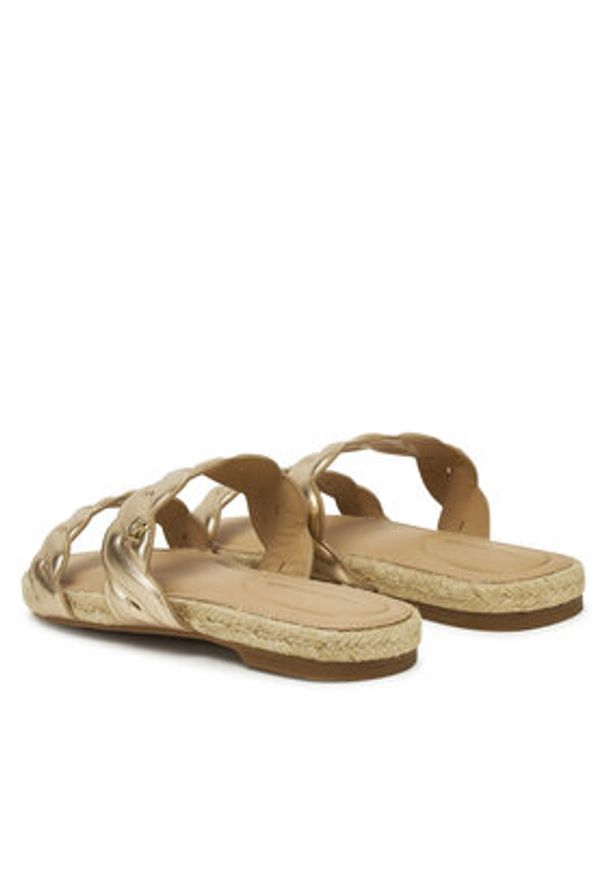 TOMMY HILFIGER - Tommy Hilfiger Espadryle Metallic Rope Espadrille Mule FW0FW08670 Złoty. Kolor: złoty. Materiał: skóra