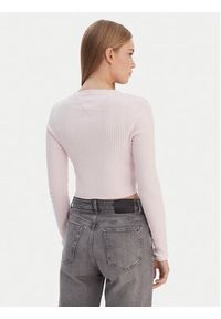 Tommy Jeans Kardigan DW0DW22023 Różowy Slim Fit. Kolor: różowy. Materiał: bawełna #2