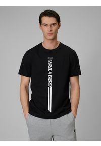 4f - 4F T-shirt regular z nadrukiem męski - czarny L. Okazja: na co dzień. Kolor: czarny. Materiał: dzianina, bawełna, materiał. Wzór: nadruk. Styl: casual #1