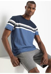 bonprix - T-shirt z czystej bawełny. Kolor: niebieski. Materiał: bawełna. Długość: długie #1