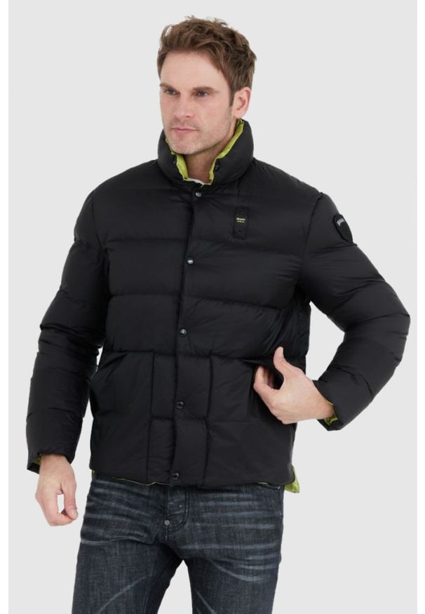 Blauer USA - BLAUER Czarna puchowa kurtka męska FLETCHER, Rozmiar XXL. Kolor: czarny. Materiał: puch