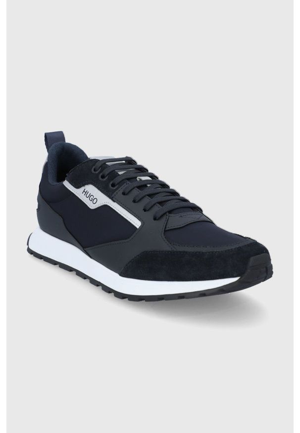 Hugo Buty kolor granatowy. Nosek buta: okrągły. Zapięcie: sznurówki. Kolor: niebieski. Materiał: guma