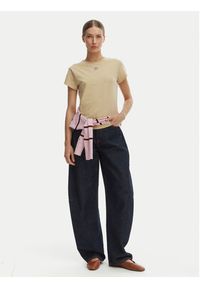 TOMMY HILFIGER - Tommy Hilfiger T-Shirt WW0WW48710 Beżowy Slim Fit. Kolor: beżowy. Materiał: bawełna #4