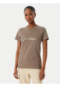 Guess T-Shirt W6GI08 K3023 Brązowy Regular Fit. Kolor: brązowy. Materiał: bawełna #1