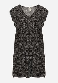 Born2be - Czarna Bawełniana Sukienka o Rozkloszowanym Kroju w Kropki Giavina. Okazja: na co dzień. Kolor: czarny. Materiał: bawełna. Wzór: kropki. Typ sukienki: rozkloszowane, sportowe. Styl: casual, sportowy #2