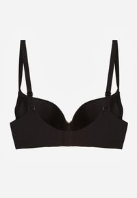 Renee - Czarny Gładki Biustonosz z Efektem Push-up Theisithea. Kolor: czarny. Materiał: jeans. Rodzaj stanika: push-up. Wzór: gładki #7