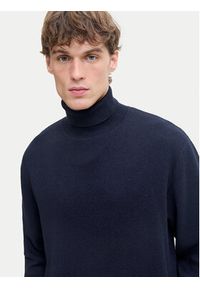 Jack & Jones Golf Milano 12285093 Granatowy Relaxed Fit. Typ kołnierza: golf. Kolor: niebieski. Materiał: bawełna #5