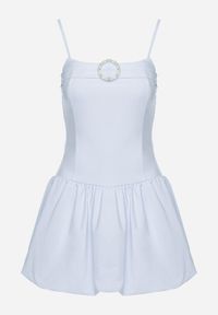 Born2be - Jasnoniebieska Sukienka Typu Bombka z Cyrkoniową Klamrą z Podszewką Typu Szorty Nessim. Okazja: na imprezę. Kolor: niebieski. Długość rękawa: na ramiączkach. Sezon: lato. Typ sukienki: bombki. Styl: elegancki #6