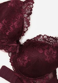 Born2be - Bordowy Klasyczny Biustonosz Zdobiony Koronką Idarodia. Kolor: czerwony. Materiał: koronka. Wzór: koronka, aplikacja #5