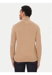 TOMMY HILFIGER - Tommy Hilfiger Golf MW0MW28048 Beżowy Regular Fit. Typ kołnierza: golf. Kolor: beżowy. Materiał: bawełna #4