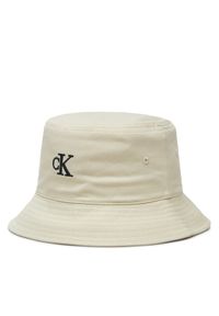 Calvin Klein Jeans Kapelusz Embroidered Monogram Bucket Hat LV04K5020G Biały. Kolor: biały. Materiał: bawełna, materiał