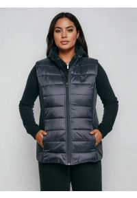 Big-Star - Kamizelka damska pikowana czarna Trinoe 906. Typ kołnierza: kołnierzyk stójkowy. Kolor: czarny. Materiał: materiał. Wzór: aplikacja. Sezon: jesień. Styl: elegancki #3