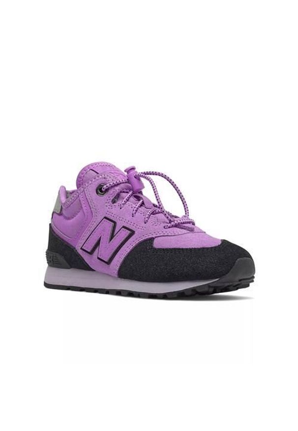 Buty do chodzenia dla dzieci New Balance 574. Zapięcie: sznurówki. Kolor: fioletowy. Materiał: syntetyk, materiał. Szerokość cholewki: normalna. Model: New Balance 574. Sport: turystyka piesza