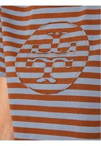 Tory Burch T-Shirt Striped Logo 63871 Brązowy Regular Fit. Kolor: brązowy. Materiał: bawełna #4