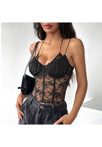 Intica - Body z koronką na specjalne okazje Eirianwen. Kolor: czarny. Materiał: koronka. Wzór: koronka #3