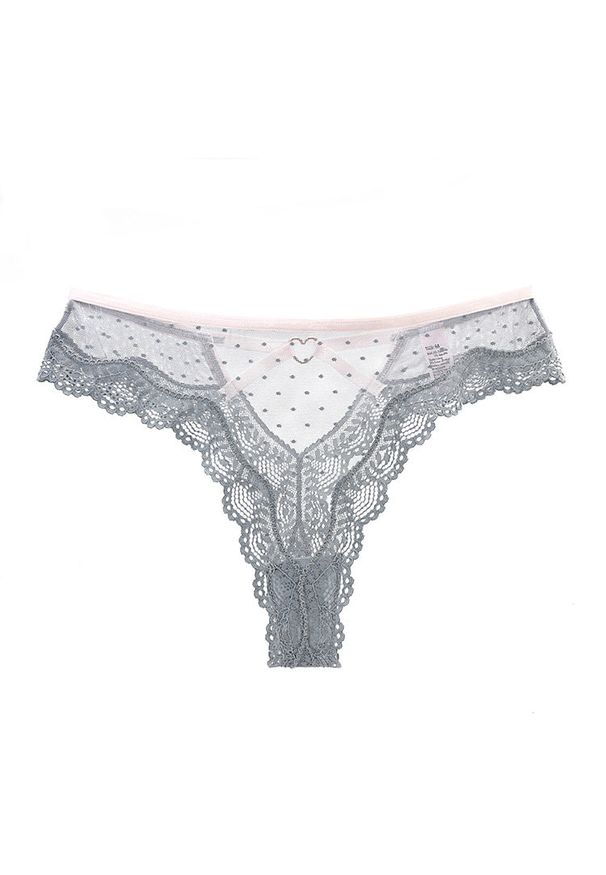 Intica - Majtki koronkowe damskie z ażurowym wzorem Corin. Kolor: szary. Materiał: koronka. Wzór: ażurowy