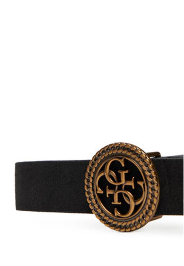 Guess Pasek Damski W5BZ11 L0491 Czarny. Kolor: czarny. Materiał: skóra, zamsz