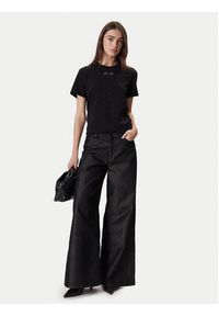 Karl Lagerfeld - KARL LAGERFELD T-Shirt A4W17050 Czarny Regular Fit. Typ kołnierza: dekolt w karo. Kolor: czarny. Materiał: bawełna #4