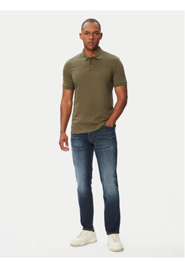 BOSS Polo Passenger 50507803 Zielony ciemny Slim Fit. Typ kołnierza: polo. Kolor: zielony. Materiał: bawełna