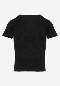 Renee - Czarny T-shirt z Bawełny Ozdobiony Sercem z Cyrkonii Amythera. Okazja: na co dzień. Kolor: czarny. Materiał: bawełna. Wzór: aplikacja. Styl: elegancki, casual, sportowy #4