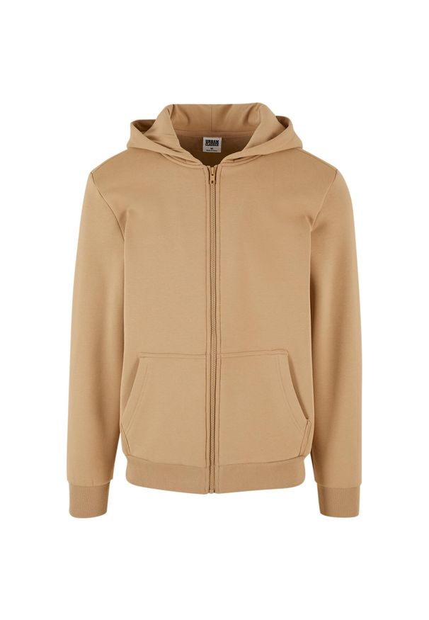 Bluza z kapturem i zamkiem błyskawicznym Urban Classics Cozy. Typ kołnierza: kaptur. Kolor: beżowy. Materiał: poliester, bawełna