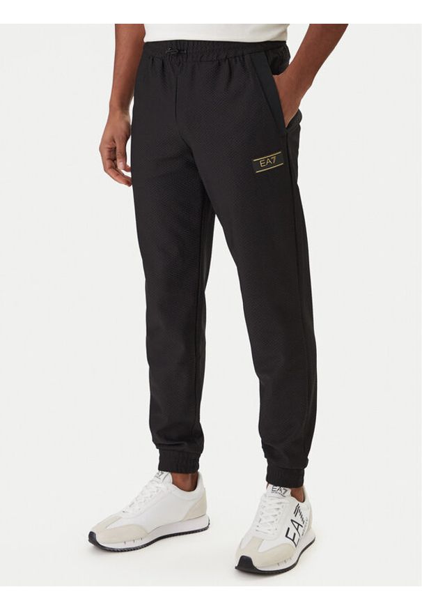 EA7 Emporio Armani Spodnie dresowe 7M001341 AF21099 Czarny Regular Fit. Kolor: czarny. Materiał: dresówka
