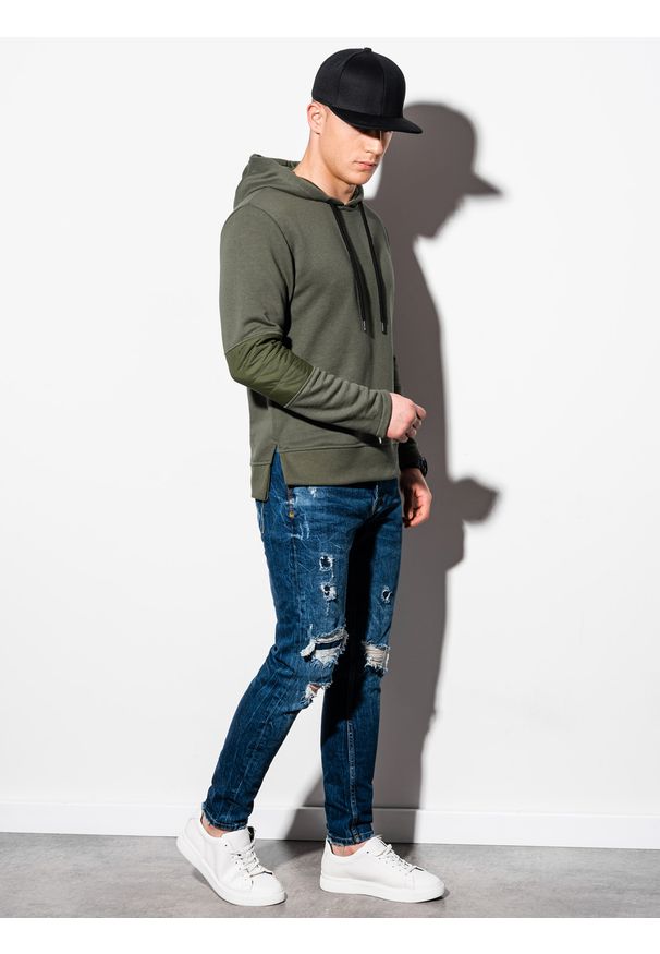 Brązowa bluza Ombre Clothing z kapturem, z aplikacjami
