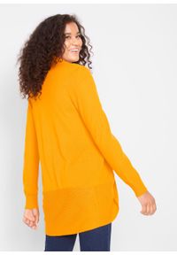 Sweter bez zapięcia, długi rękaw bonprix żółto-pomarańczowy. Kolor: żółty. Długość rękawa: długi rękaw. Długość: długie #3