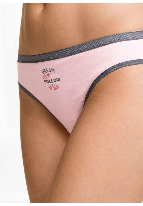 bonprix - Figi z bawełną (5 par). Kolor: niebieski. Materiał: bawełna, skóra, materiał. Wzór: nadruk