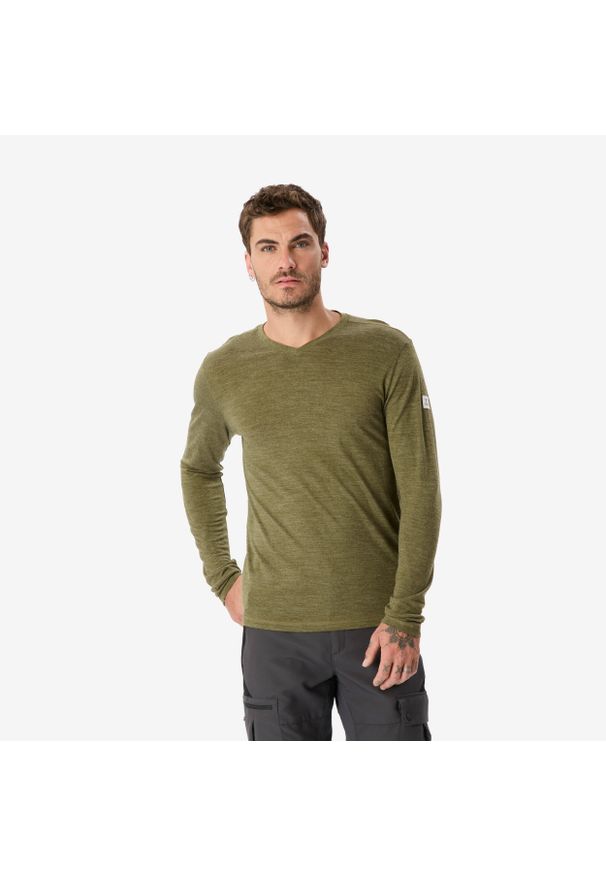 SIMOND - Koszulka męska trekkingowa z długim rękawem Simond Merino Fresh. Kolor: zielony, brązowy, wielokolorowy. Materiał: wełna, materiał, akryl. Długość rękawa: długi rękaw. Długość: długie. Sport: turystyka piesza