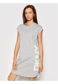 Sukienka dzianinowa DKNY. Kolor: szary. Materiał: dzianina
