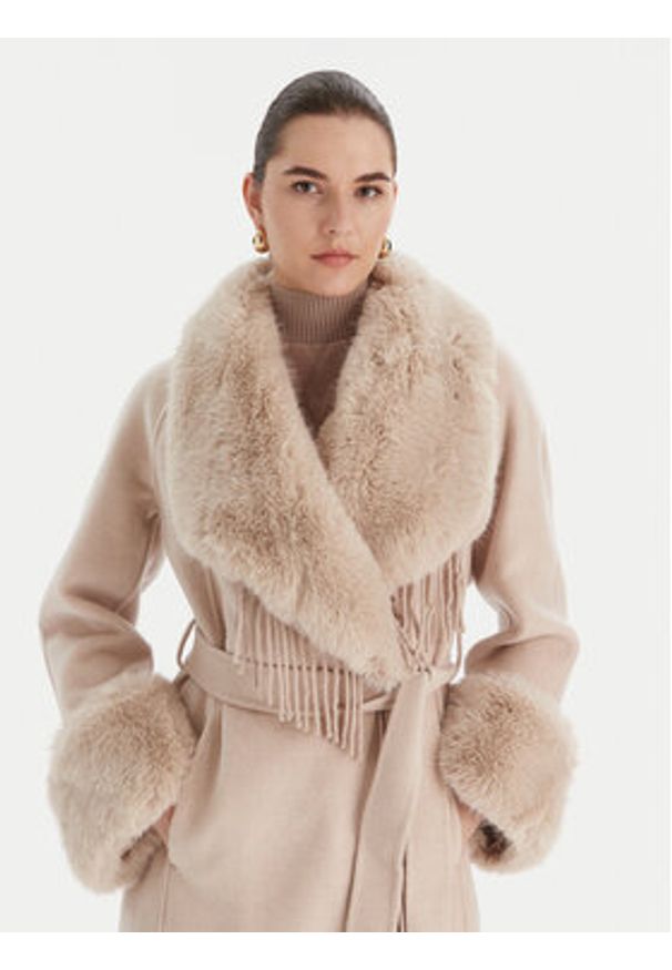 Marciano Guess Płaszcz wełniany 5BGL46 7125A Beżowy Regular Fit. Kolor: beżowy. Materiał: wełna