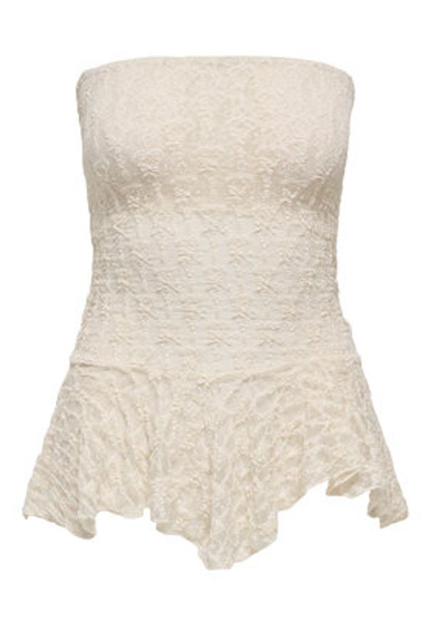 only - ONLY Top Aya 15375823 Kremowy Slim Fit. Kolor: kremowy. Materiał: syntetyk