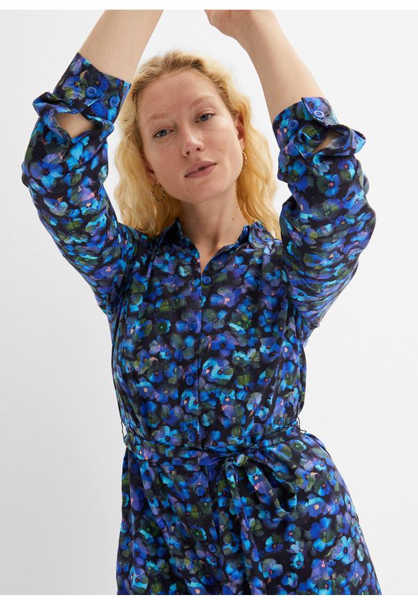 bonprix - Sukienka szmizjerka. Kolor: zielony. Wzór: nadruk. Typ sukienki: szmizjerki. Styl: klasyczny