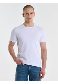 Big-Star - Koszulka męska z krótkim rękawem biała Classac 101. Kolor: biały. Materiał: bawełna, skóra. Długość rękawa: krótki rękaw. Długość: krótkie. Styl: klasyczny #4
