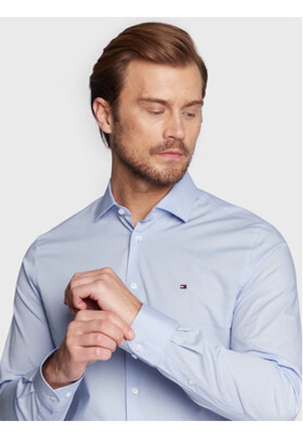 TOMMY HILFIGER - Tommy Hilfiger Koszula MW0MW25040 Błękitny Slim Fit. Kolor: niebieski. Materiał: bawełna