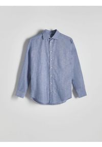Reserved - Koszula slim fit z domieszką lnu - jasnoniebieski. Kolor: niebieski. Materiał: len