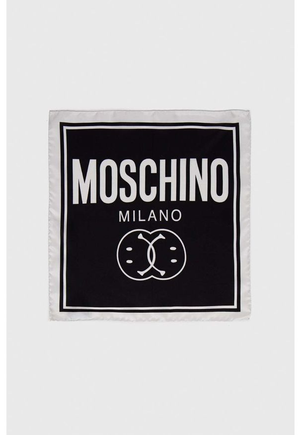 MOSCHINO - Moschino poszetka jedwabna x Smiley kolor czarny. Kolor: czarny. Materiał: jedwab