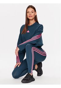 Adidas - adidas Bluza Future Icons 3-Stripes Sweatshirt IL3055 Turkusowy Loose Fit. Kolor: turkusowy. Materiał: bawełna #5