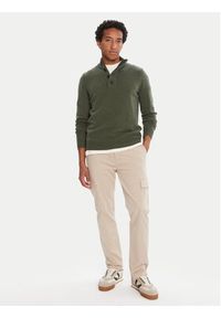 Barbour Sweter Patch Half Zip MKN0585OL51 Zielony Regular Fit. Kolor: zielony. Materiał: wełna
