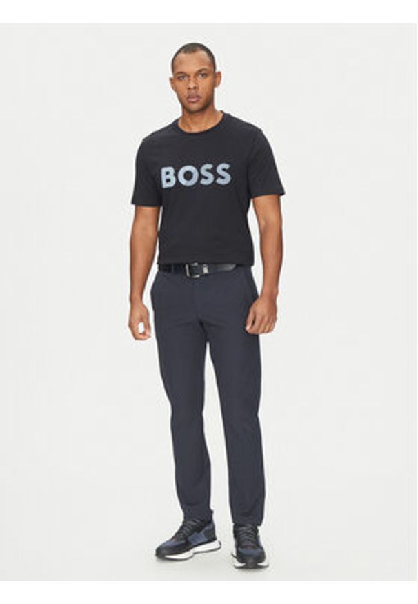 BOSS T-Shirt Tape Logo 50530990 Granatowy Regular Fit. Kolor: niebieski. Materiał: bawełna