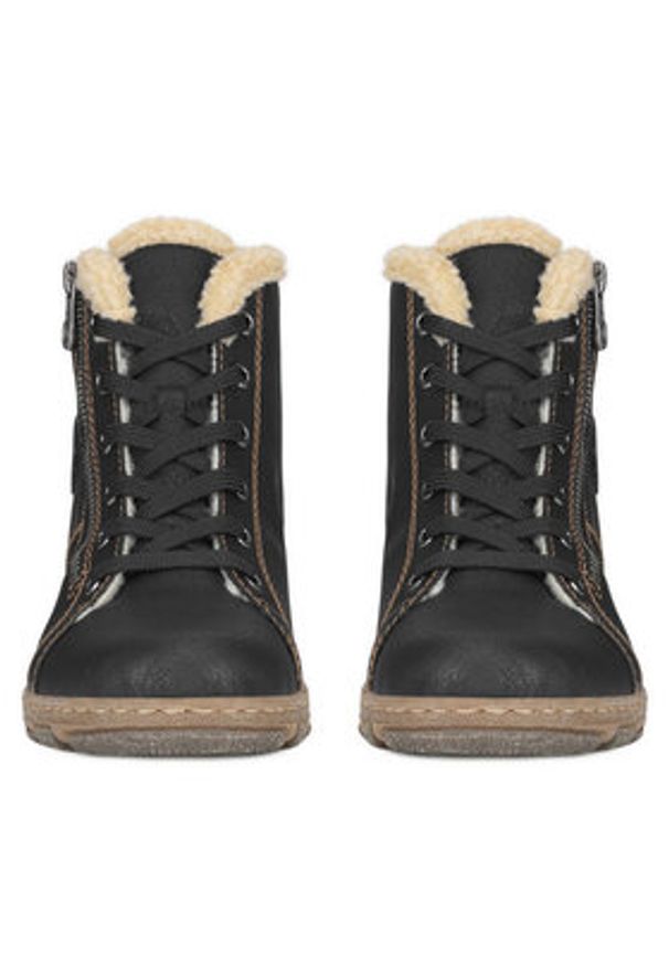 Rieker Trzewiki Z0121-00 Czarny. Kolor: czarny. Materiał: materiał