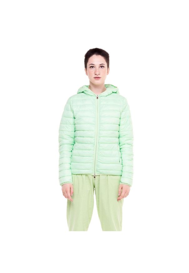 LEONE 1947 APPAREL - Podstawowa damska kurtka z kapturem. Typ kołnierza: kaptur. Kolor: zielony. Materiał: tkanina. Sport: turystyka piesza