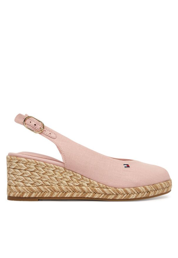TOMMY HILFIGER - Tommy Hilfiger Espadryle Mid Wedge Espad Slingback Speck FW0FW09472 Różowy. Kolor: różowy. Materiał: materiał