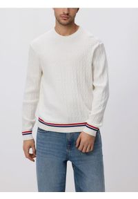 Reserved - Strukturalny sweter z bawełną - biały. Kolor: biały. Materiał: bawełna