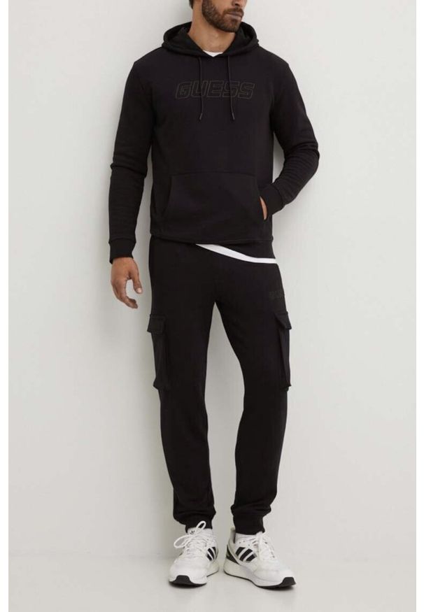 Guess - GUESS Czarna męska bluza z kapturem Aldwin, Rozmiar XXL. Typ kołnierza: kaptur. Kolor: czarny