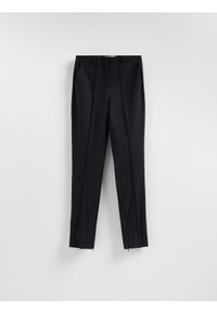 Reserved - Spodnie z suwakami - czarny. Kolor: czarny. Materiał: wiskoza, dzianina #1